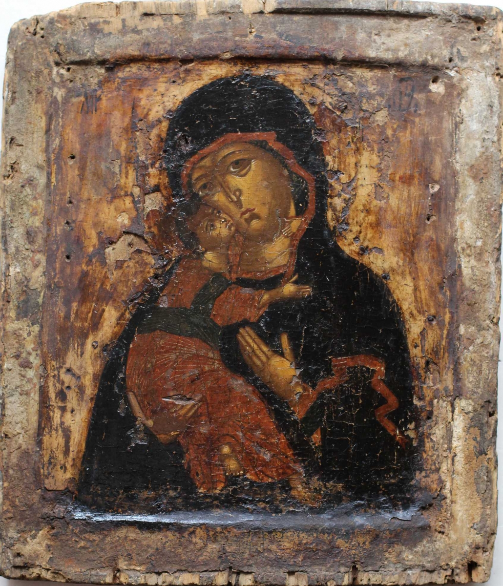 Икона Владимирской Божией Матери. 17 век. Икона после расчистки.